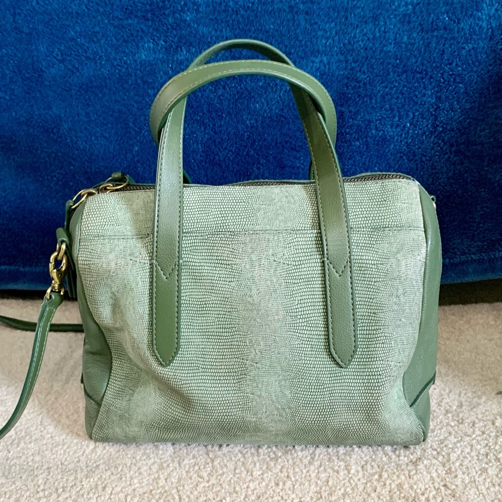 Fossil Sydney Satchel Crossbody Bag, Chive Green with Old English Brass Hardware